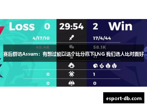 赛后群访Assum：有想过能以这个比分赢下LNG 我们选人比对面好