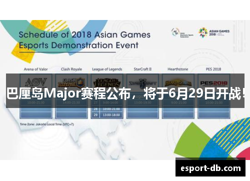 巴厘岛Major赛程公布，将于6月29日开战！